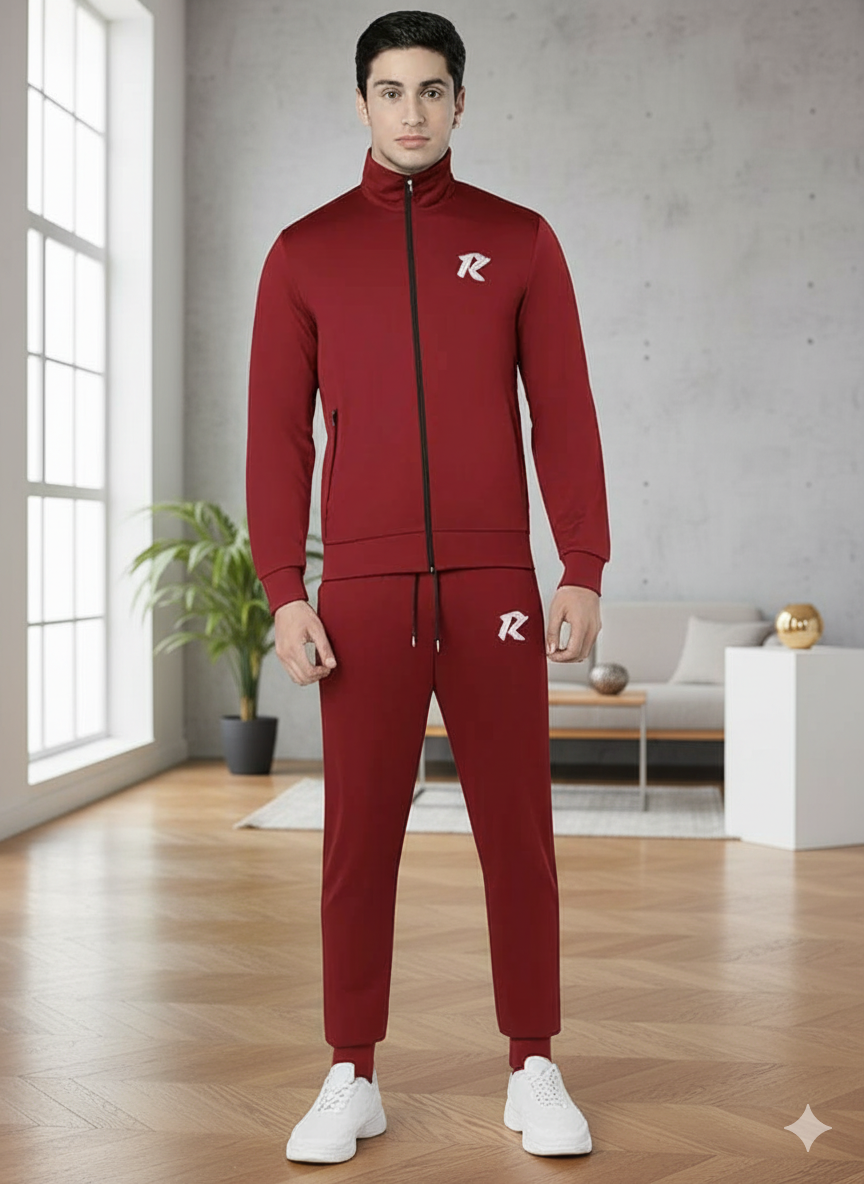 Maroon Classic Men’s Winter Tracksuit – Comfort & Style Combined