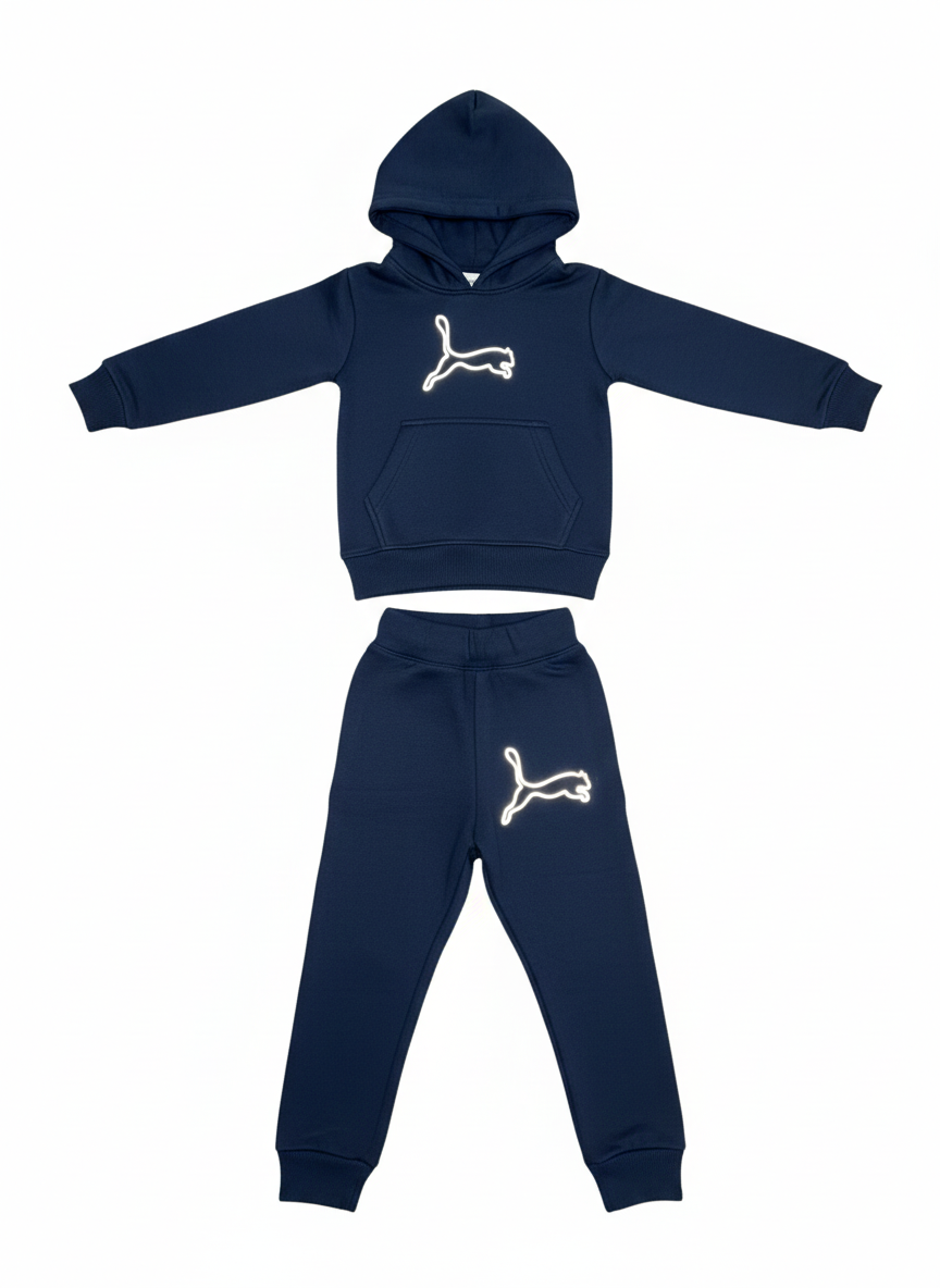 Vogue Fusion Kids | The 'Night Runner' Navy Tracksuit – Fun, Cozy, and Reflective!