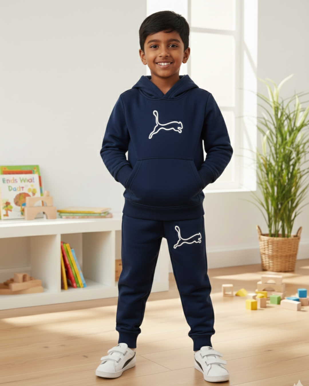 Vogue Fusion Kids | The 'Night Runner' Navy Tracksuit – Fun, Cozy, and Reflective!